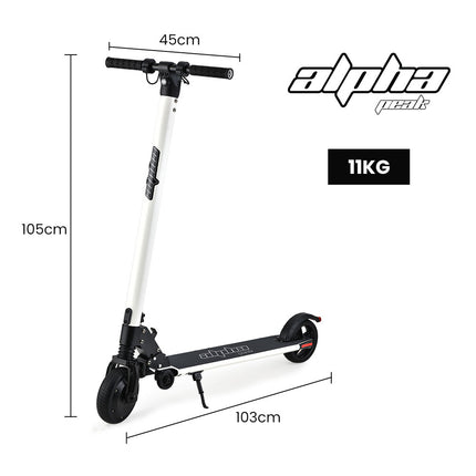 ALPHA Peak Electric Scooter, AU Compliant, 300W Power Up to 25km/h Adult Teens E-Scooter Easy Fold, White