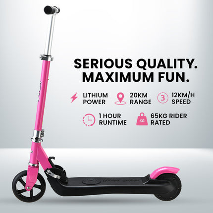ROVO KIDS Electric Scooter, AU Compliant, Lithium Ride-On Foldable E-Scooter 125W Rechargeable, Pink