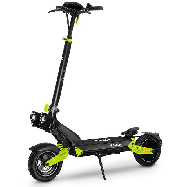 VALK Ego 8 Electric Scooter, 45km/h Max, AU Compliant, 48V 13Ah, Up to 55km Range, eScooter for Adults, Foldable, Off Road, Black/Green