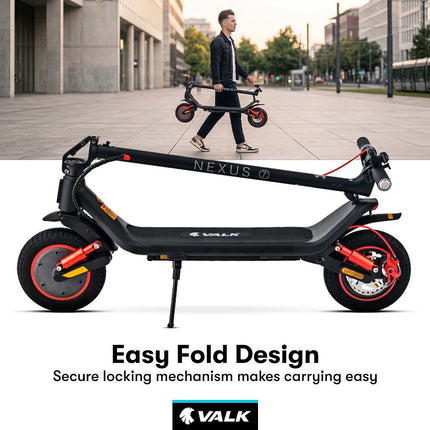 VALK Nexus 7 Electric Scooter, 500W, AU Compliant, 30km Max Range, 10 inch Tyres, Suspension, Folding Motorised Commuter eScooter for Adults,