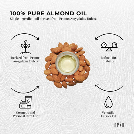 Orku 250ml Sweet Almond Oil 100% Pure Refined Cosmetic Carrier Skin Hair