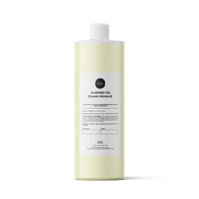 Orku 1L Sweet Almond Oil 100% Pure Refined Cosmetic Carrier Skin Hair