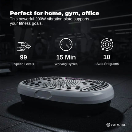 Social Hike 60cm Vibration Plate Machine Full Body Exercise Platform White