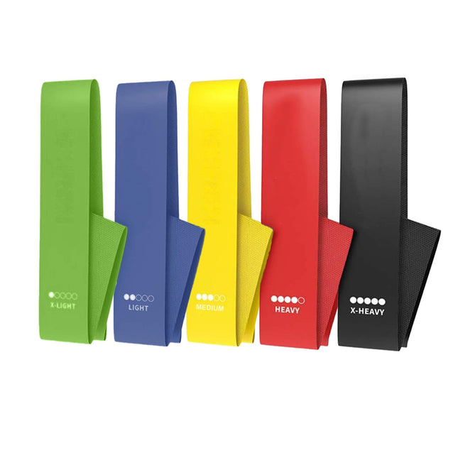 Social Hike Resistance Bands 5-Pack – Anti-Slip Latex Workout Loops 2.3–18.1kg