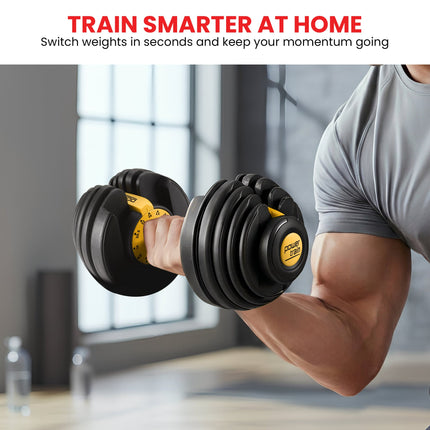 Powertrain  48KG Adjustable Dumbbell Set With Stand - Gold