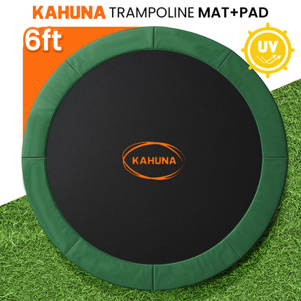Kahuna 6ft Trampoline Replacememnt Safety Pad Cover and Spring Jumping Bounce Mat Green