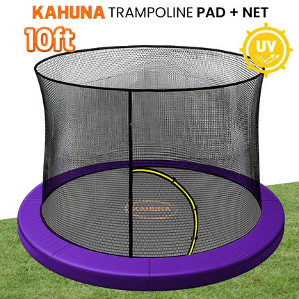 Kahuna 10ft Trampoline Pad and Net - Purple