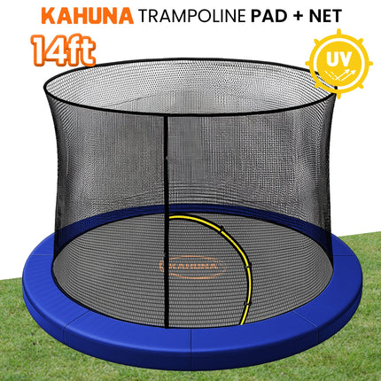 Kahuna 14ft Trampoline Pad and Net - Blue