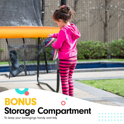 Kahuna 6 ft x 9 ft Rectangular Outdoor Trampoline with Basketball Set Rainbow