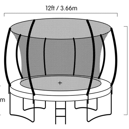 Kahuna 12ft Trampoline Free Ladder Spring Mat Net Safety Pad Cover Round Enclosure - Purple