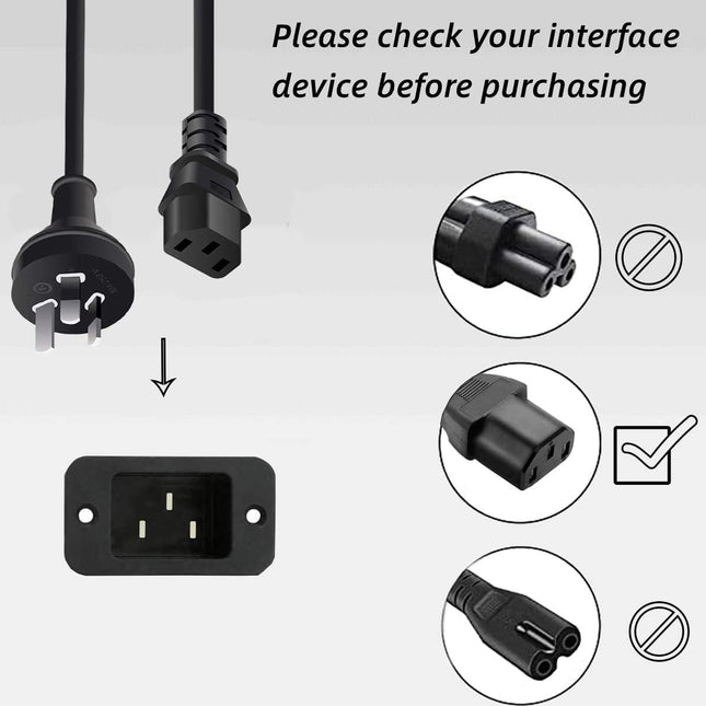 3 Prong Australia Plug 18 AWG Power Cord 1.5M