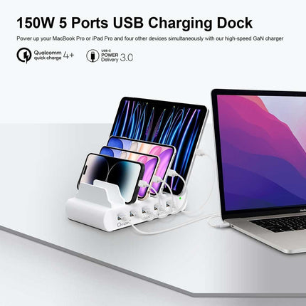 OXHORN NB-PD150D PD 150W 5-Port (5A+5C) Charging Dock with build-in rack