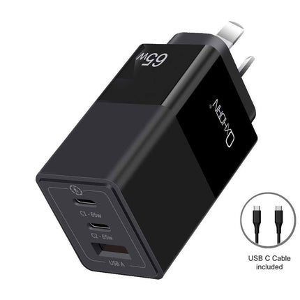 OXHORN NB-PD65CCAB PD GaN Charger 65W 3 Ports Black