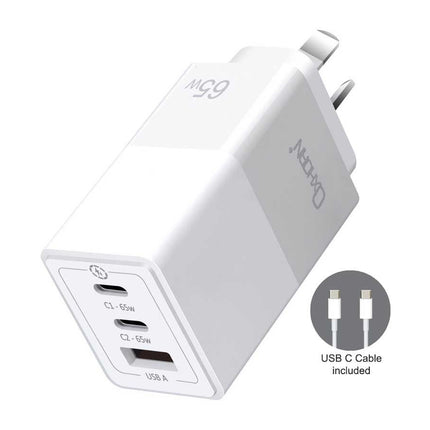 OXHORN NB-PD65CCAW PD GaN Charger 65W 3 Ports White