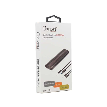OXHORN UM-311B USB C 3.2 Gen 2 M.2 NVMe Enclosure Black