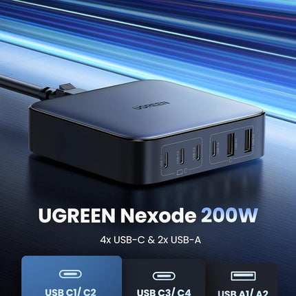 UGREEN 35044A Nexode 200W 6-port GaN Desktop Fast Charger