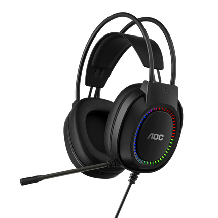 AOC ACG2500BK Wired RGB USB Gaming Stereo Headset 2M Cable Black