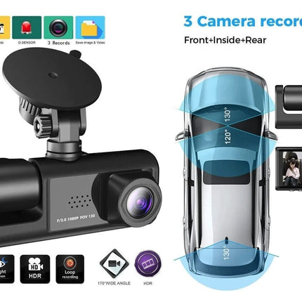 BDI C309 3-Camera 1080P Front & 720P Inside 2 Inch Screen + 480P Back Dash Cam