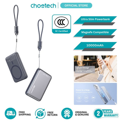 CHOETECH B-862-GY CCC Certified 10000mAh Ultra Thin Magnetic Power Bank