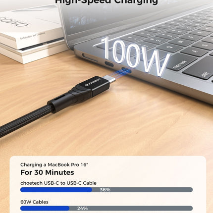 CHOETECH XCC-1008 USB-C-C PD100W M to M Fast charging Cable 1M Black