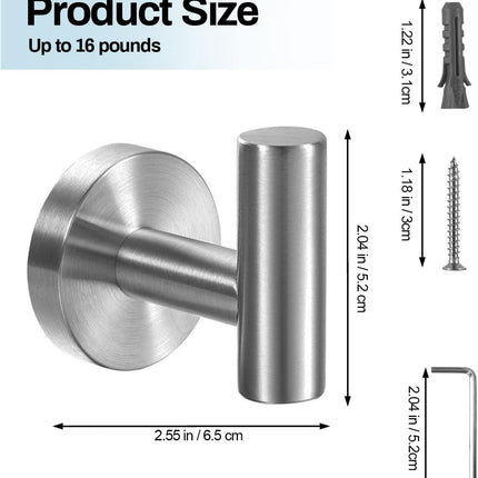 2 Pcs Wall Mount Bathroom Towel Hooks Holder Cloth Hanger Hook Kitchen Door Hanger Brushed Nickel