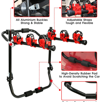 3 Bike Universal Cycle Bicycle Car Rear Carrier Rack Hanger Mount for Car Sedan Hatchback Minivan SUV