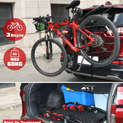 3 Bike Universal Cycle Bicycle Car Rear Carrier Rack Hanger Mount for Car Sedan Hatchback Minivan SUV