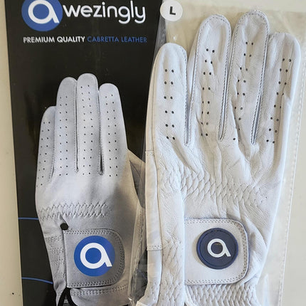 Awezingly Premium Quality Cabretta Leather Golf Glove for Men - White (XL)