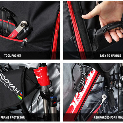 NOOYAH Bike Travel Bag Case Plane Boat Shipping Transport, Fits Cross Country All Mountain Bike, MTB, TT, Road Triathlon Bike 29er 700c