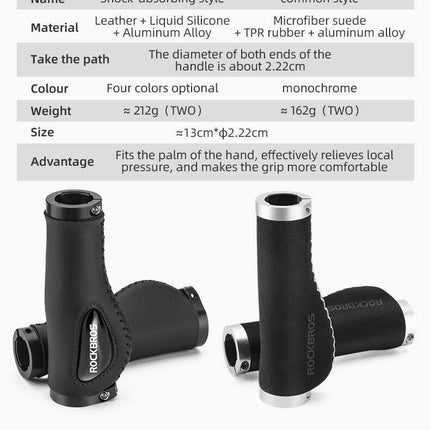Deluxe Hand Grips Shock Absorbing Rockbros MTB Mountain Bike Tourer Double Lock BLUE Handlebar Grips Anti-skid 2.22cm