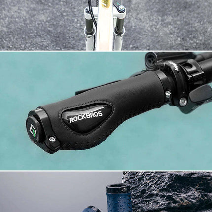Deluxe Hand Grips Shock Absorbing Rockbros MTB Mountain Bike Tourer Double Lock BLUE Handlebar Grips Anti-skid 2.22cm
