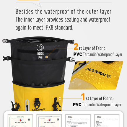 NOOYAH IPX8 Waterproof Bike Cycle Outdoor Sports Backpack Double-Layer Waterproof Bag  MINT GREEN