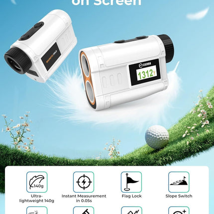 Golf Rangefinder with Slope, CIGMAN 1312 Yards Range Finder Golf, External Color Display, Flag Lock Vibration, 6X Magnification, Rechargeable Laser Range Finder with Magnetic