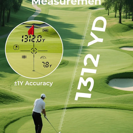 Golf Rangefinder with Slope, CIGMAN 1312 Yards Range Finder Golf, External Color Display, Flag Lock Vibration, 6X Magnification, Rechargeable Laser Range Finder with Magnetic