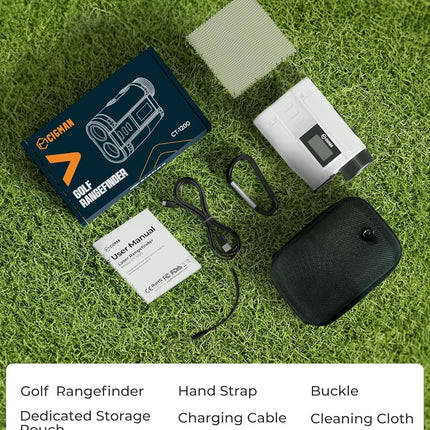 Golf Rangefinder with Slope, CIGMAN 1312 Yards Range Finder Golf, External Color Display, Flag Lock Vibration, 6X Magnification, Rechargeable Laser Range Finder with Magnetic