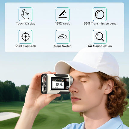 Golf Rangefinder with Slope, CIGMAN 1312 Yards Range Finder Golf, 2.4-inch External Color Touchscreen, Flag Lock Vibration, 6X Magnification, Rechargeable Range Finder, Ideal Golf Accessories