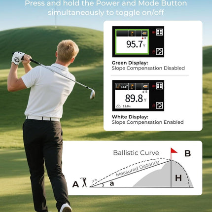 Golf Rangefinder with Slope, CIGMAN 1312 Yards Range Finder Golf, 2.4-inch External Color Touchscreen, Flag Lock Vibration, 6X Magnification, Rechargeable Range Finder, Ideal Golf Accessories