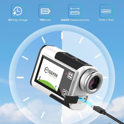 Golf Rangefinder with Slope, CIGMAN 1312 Yards Range Finder Golf, 2.4-inch External Color Touchscreen, Flag Lock Vibration, 6X Magnification, Rechargeable Range Finder, Ideal Golf Accessories