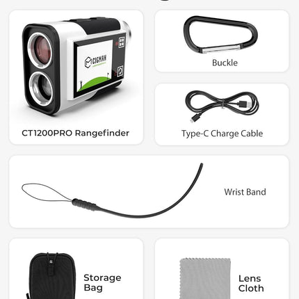 Golf Rangefinder with Slope, CIGMAN 1312 Yards Range Finder Golf, 2.4-inch External Color Touchscreen, Flag Lock Vibration, 6X Magnification, Rechargeable Range Finder, Ideal Golf Accessories
