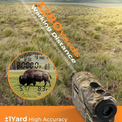 Ultra Long Range & Fast Accuracy: CIGMAN upgraded range finder measures from 5 to 3280 yards with an accuracy of ±1 yard, giving you reliable data in under 1 second. The multi-coated lens and 6x magnification deliver a bright, crisp view, even in dense wo