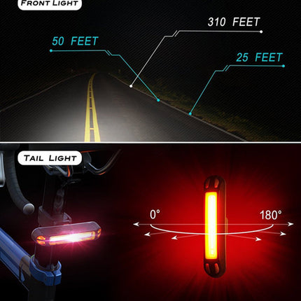 Rechargeable LED Bicycle Light USB Waterproof Cycle Headlight-Taillight Combinations