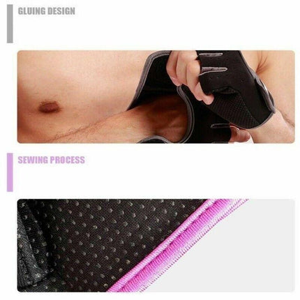 M Size Sports Gloves Weight Lifting Exercise Training Workout Bike Riding Men Women - Black+Purple