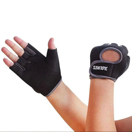 M Size Sports Gloves Weight Lifting Exercise Training Workout Bike Riding Men Women - Black+Purple