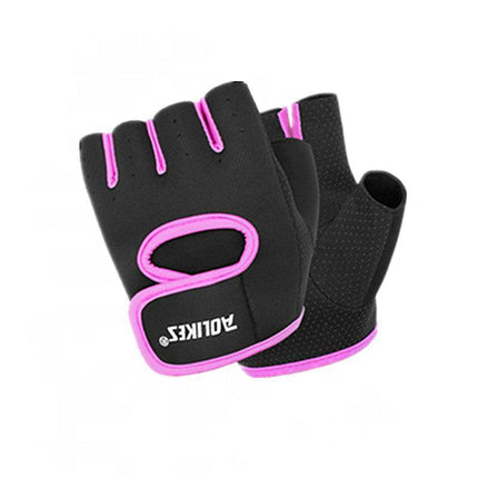 S Size Sports Gloves Weight Lifting Exercise Training Workout Bike Riding Men Women - Black+Pink
