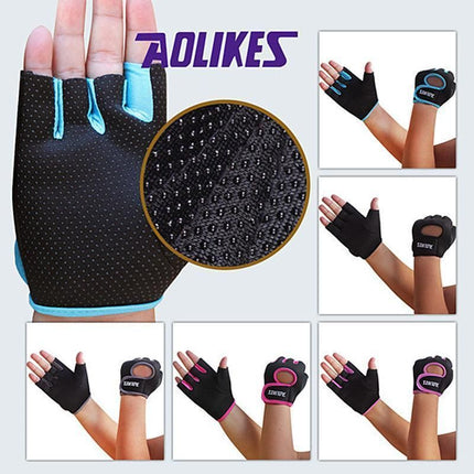 M Size Sports Gloves Weight Lifting Exercise Training Workout Bike Riding Men Women - Black+Pink