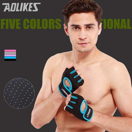 L Size Aolikes Sports Gloves Weight Lifting Exercise Training Workout Bike Riding - Black+Pink