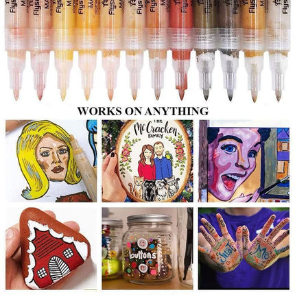 12 Colours Acrylic Paint Pens Markers Skin Tone