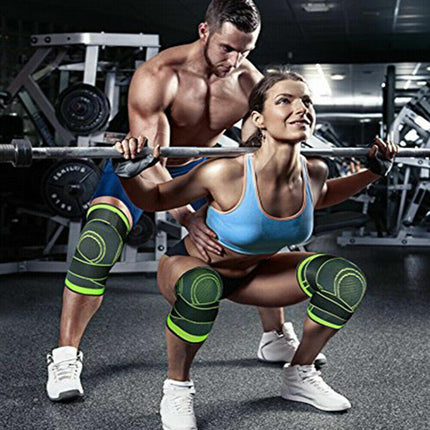 3D Weaving Knee Brace Breathable Sleeve Support Running Jogging Joint Pain Leg Black - Black-M