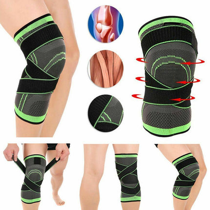 3D Weaving Knee Brace Breathable Sleeve Support Running Jogging Joint Pain Leg Black - Black-XXXL