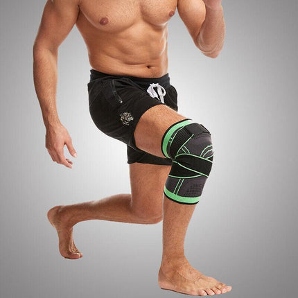 3D Weaving Knee Brace Breathable Sleeve Support Running Jogging Joint Pain Leg Green - Green-L
